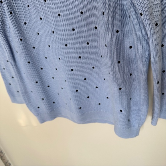 Talbots Light Blue‎ Sweater with Black Polka Dots Plus Size X Pima Cotton Preppy - Picture 5 of 8